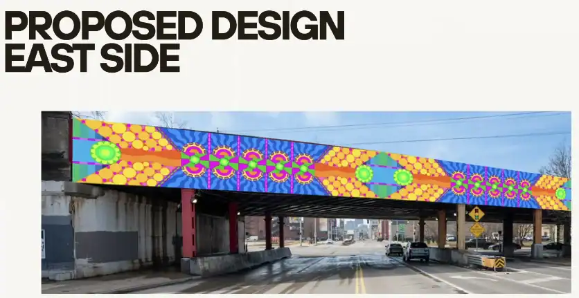 East  55th street Penn Square Norfolk Southern bridge mural conceptual approved 